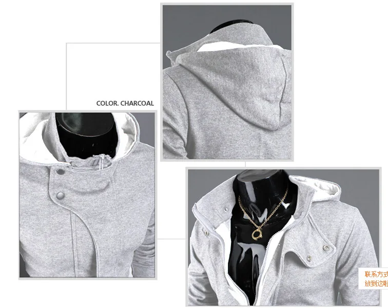 Весна и Осень Повседневная мода Асимметричный вырез тренд простой Slim Fit Мужская толстовка пальто