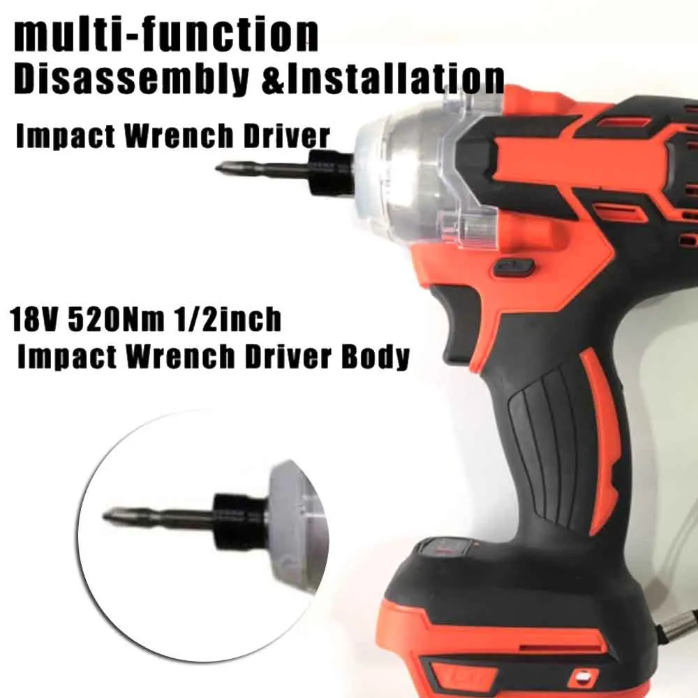 

18V Electric Impact Wrench Body Brushless For Makita DTW285Z Cordless 1/2inch Hex Chuck 520NM LED Lights Power Tool