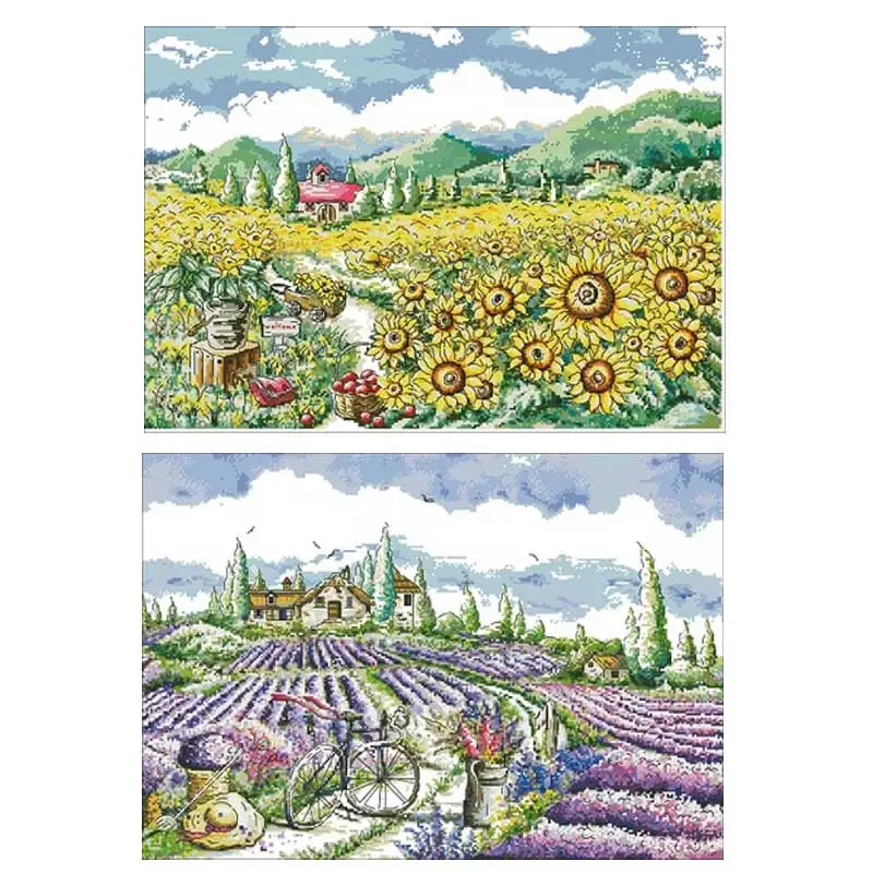 

Набор для вышивки крестиком Sunflower garden, Набор для вышивки крестиком лаванды, 11CT 14CT 18CT, китайские наборы для рукоделия
