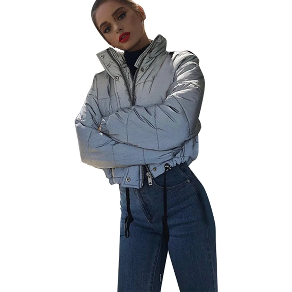 JAYCOSIN autumn winter trend luminous reflective casual short coat jacket thickening sports zipper cardigan fashion coat warm