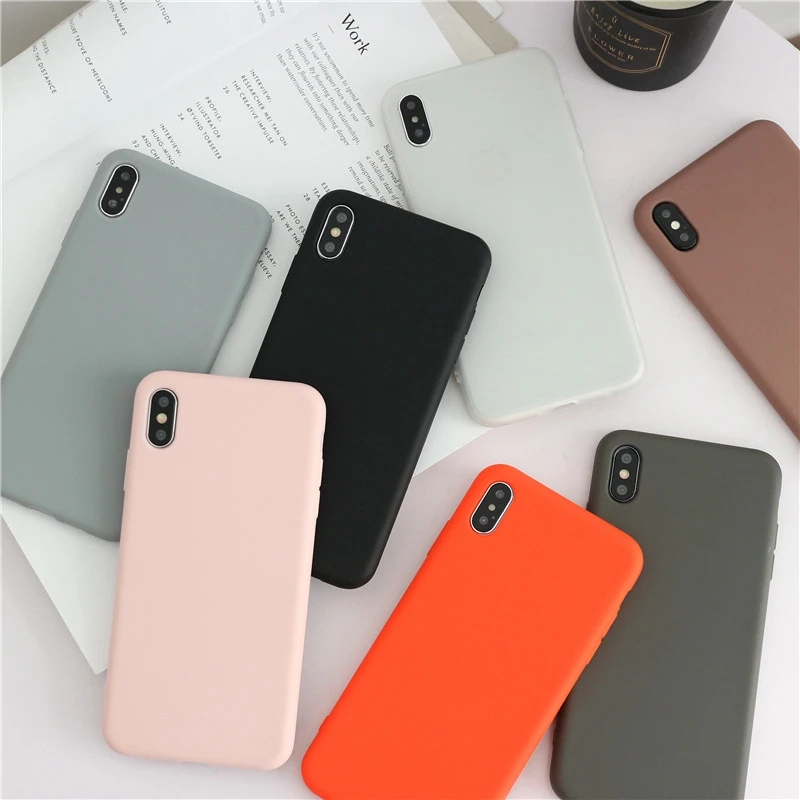 

Solid Color Silicone Couples Cases For iphone XR X XS Max 6 6S 7 8 Plus Cute Candy Color Soft Simple Fashion Phone Case