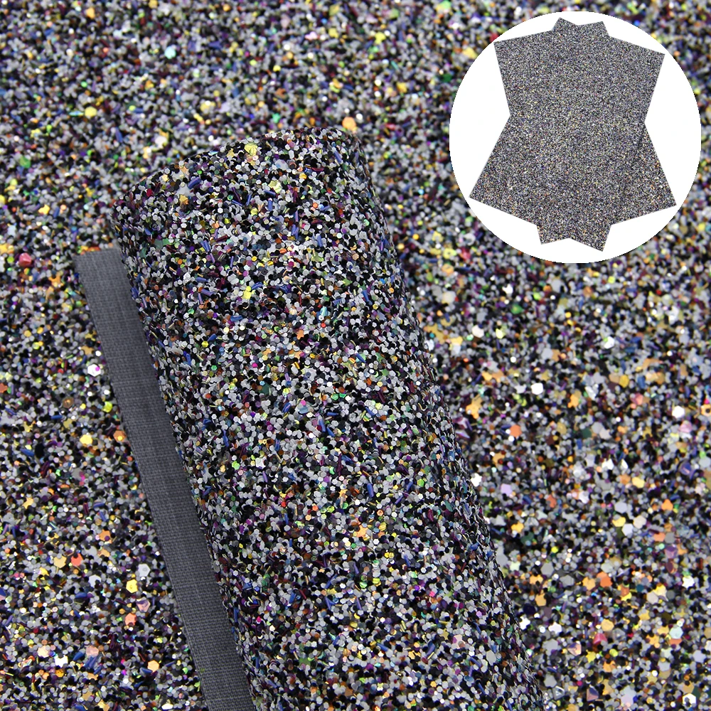 20*34cm Chunky Glitter With Colorful Sequins Synthetic Leather，DIY Handmade Materials For Making Crafts,1Yc7333 - Цвет: 1090904007