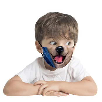 

1pcs +2 Filters Kids Face Mask Cotton Cartoon Animal Expression Mouth Mask Washable Reusable Elastic Mouth Face Mask Mascarilla