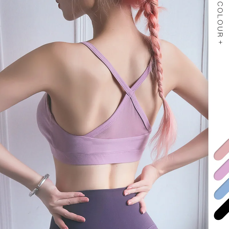 

Sports Underwear Deep V Gather Quick-Drying Sports Underwear Thin Mesh Cross Back Yoga bra fitness bra workout bra sports bra