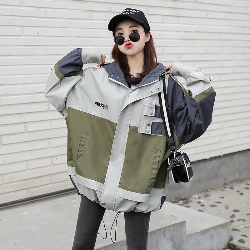 Рабочая куртка Женская Куртка Harajuku стиль строчка бейсбольная форма куртки супер огонь