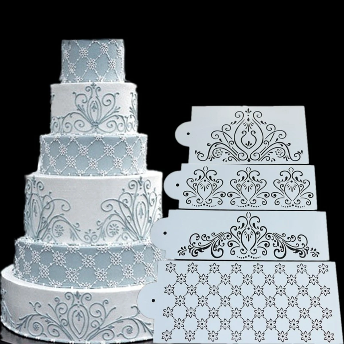 結婚式 砂糖 植物 花エッジ プラスチック ケーキステンシル ベーキング用品 フォンダン用のケーキデコレーションツール Aliexpress