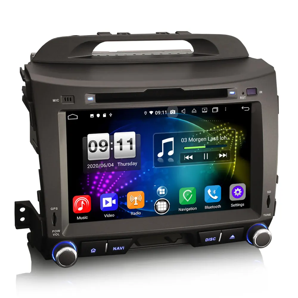 Автомобильный мультимедийный DVD-плеер 8 дюймов Android 10 0 с GPS радио для Kia Sportage 2010-2015 2
