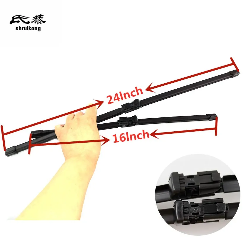2 Pz/Lotto Auto Styling Adesivi Spazzole Tergicristallo Per Renault Wind E4M (Dal 2010 In Poi) 24 "+ 16" Fit Pulsante Tipo Bracci Tergicristallo