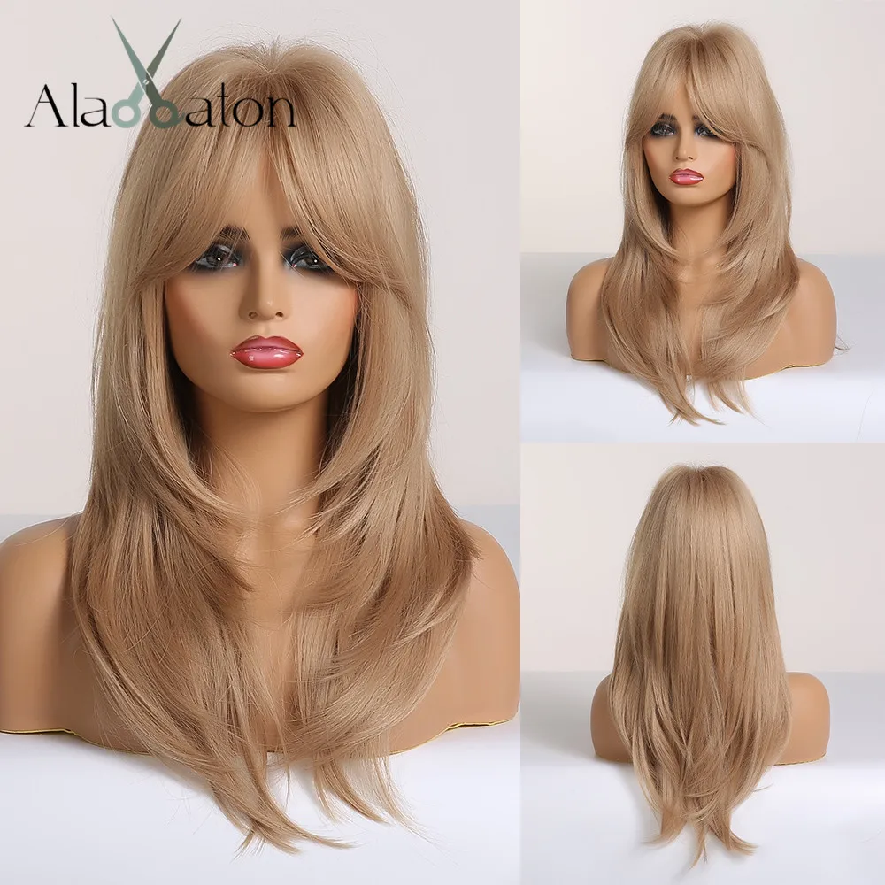 Best Buy Synthetic-Wig Wavy Wigs False-Hair Blonde Alan Eaton Woman Cosplay Party-Wig Bangs-Long 85ZdgYxmb