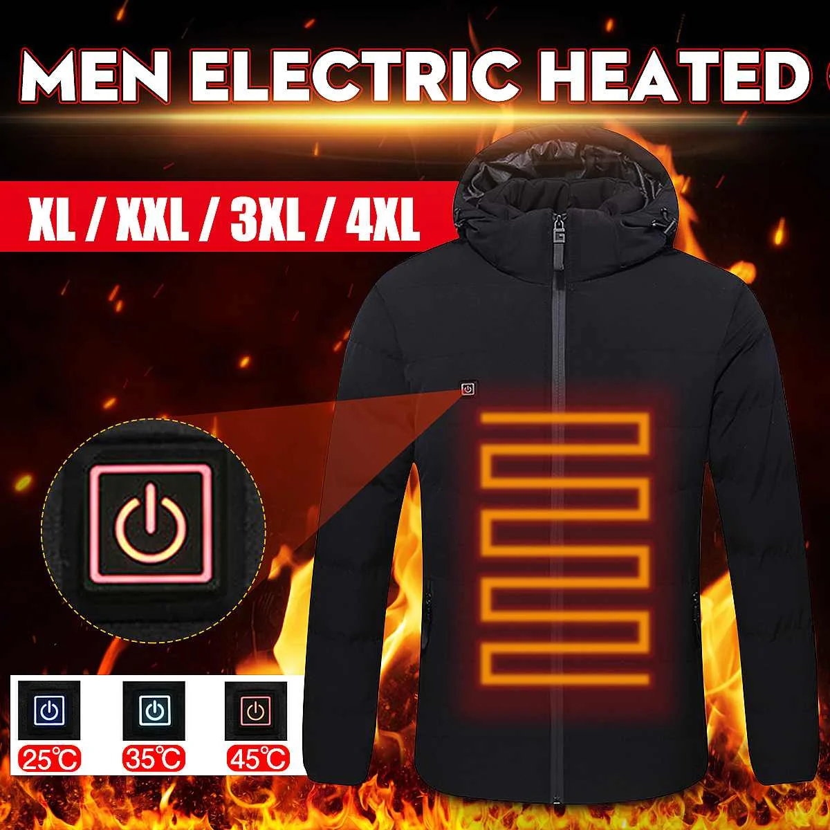 

Washable XL-4XL Men Women USB Electric Heating Coat Jacket Winter Heated Vest Thickened for Outdoor Sport Ski Thermal Clothing