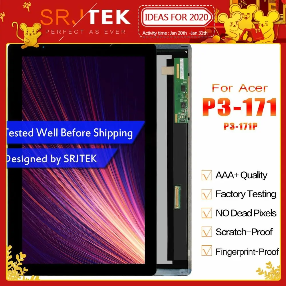 Cena Wyświetlacz SRJTEK 11.6 dla Acer Aspire P3 171 P3 171P matryca wyświetlacza lcd montaż digitizera ekranu dotykowego 1366*768 części zamienne