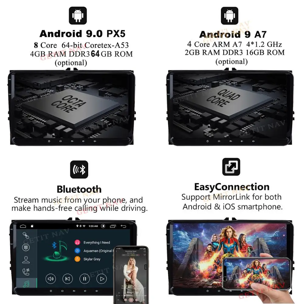 Perfect DSP Chip IPS 9" Android 9.0 Car radio GPS Navigation for VW Skoda Octavia golf 5 6 touran passat B6 jetta polo tiguan RDS 1