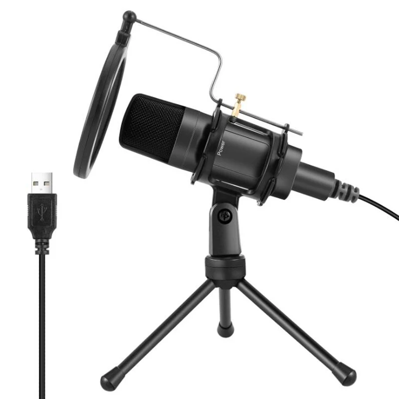 

FooHee Condenser Microphone USB Noise Isolating with Stand for KTV Net Host Live Show Recording Online Games Chat 518