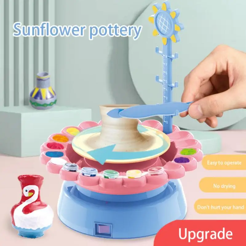 USB Electric Pottery Wheel Machine Mini Pottery Making Machine DIY Craft  Ceramic Clay Pottery Kit With Pigment Clay Kids Toy - AliExpress