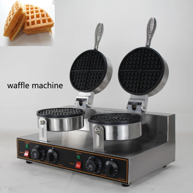 Электрический двойной головкой коммерческий вафельница антипригарная вафельница Бельгийская вафельница торт печь машина