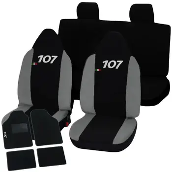 

COPRISEDILI PEUGEOT 107 NERO - GRIGIO CHIARO CON TAPPETINI UNIVERSALI MOQUETTE