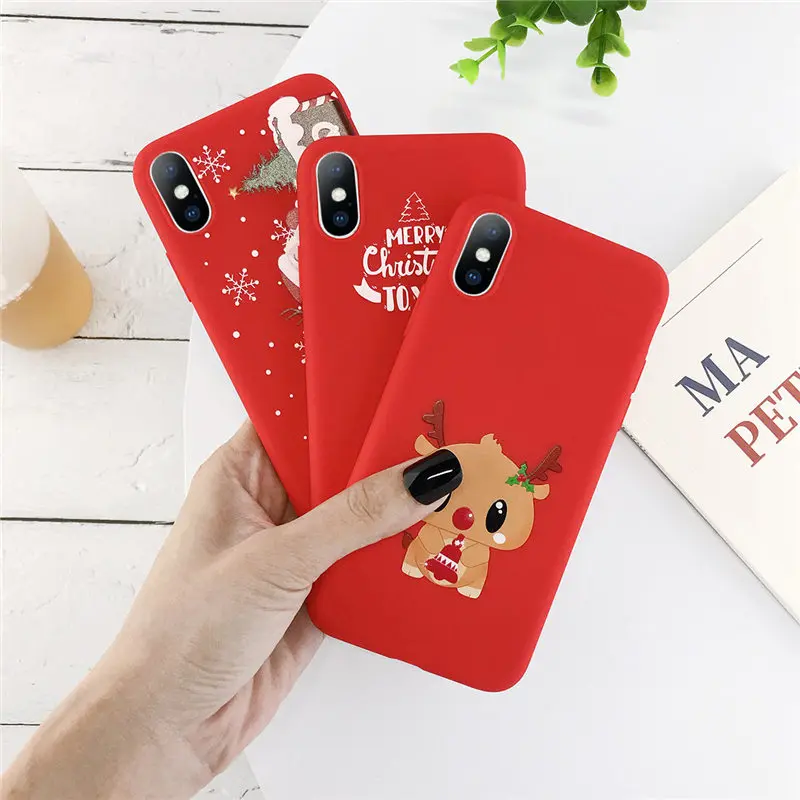 Moskado Christmas Elk Deer Phone Case For iPhone 11 Pro XS Max X XR Soft TPU Silicone For iphone 7 8 6 6S Plus 5s SE Back Cover