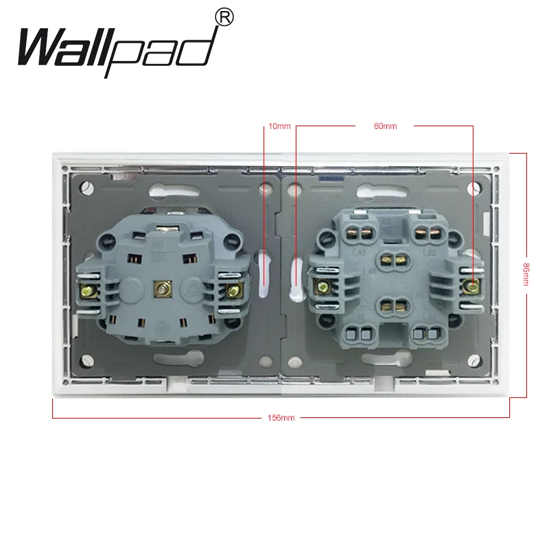 2 х клавишный 1 ходовой выключатель света с зажимами Wallpad 110 250 В белый закаленное