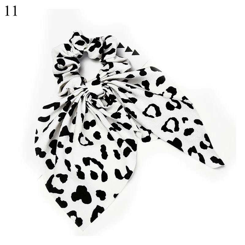 Винтажный цветочный полосатый Леопардовый принт DIY завязанный бант резинка для волос для женщин девочек аксессуары для волос повязка на голову
