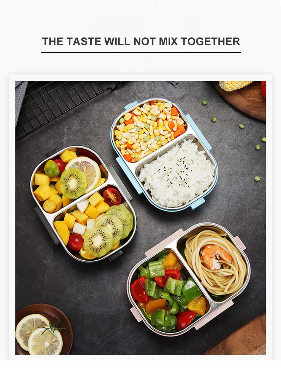 Baispo Bento Box японский стиль Портативный Ланч-бокс для детей Кухонные принадлежности герметичный контейнер для еды для пикника и школы 304