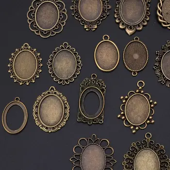 

20pcs Mixed Cabochon Frames Bezel Tray Setting Pendants for DIY Jewelry Making
