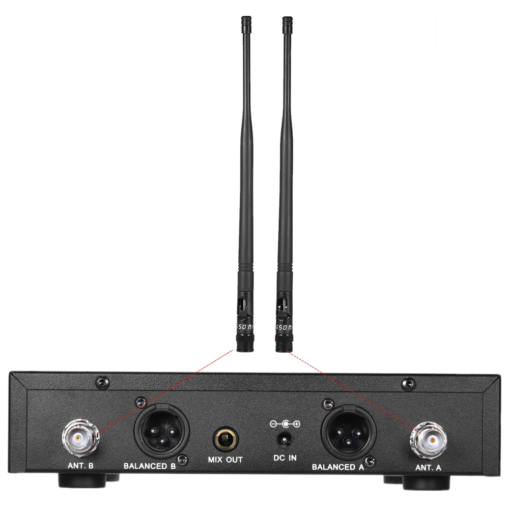 

Professional Digital UHF Wireless Handheld Microphone Mic System Dual Channels LCD Display Receiver 2 Microphones for Stage