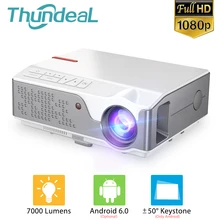 ThundeaL Full HD nativa de 1080P TD96 LED Mini Proyector portátil WiFi inalámbrico Android Multi-pantalla Beamer 3D Video proyector Cine en casa 2800 lúmenes con pantalla Compatible con AC3