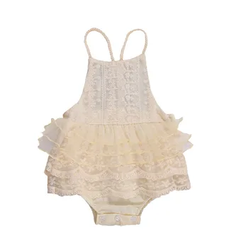 

Summer Lace Romper Baby Girls Crocheted Sleeveless Spaghetti straps Layered Rompers Jumpsuit Elegant Outfit Sunsuits Clothes