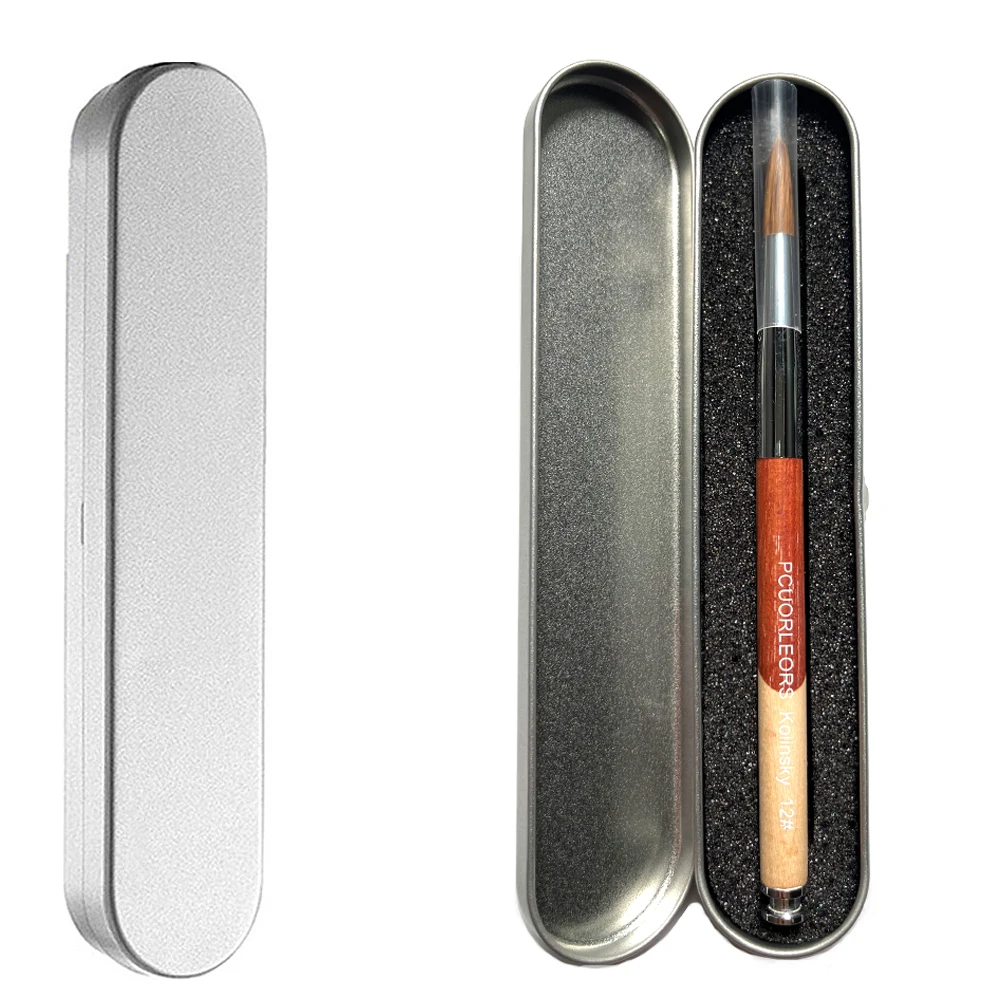 PCUORLEORS 100% Kolinsky Nail Art Brush Acrylic with Red Round Wooden Handle and Kolinsky Sable Hair for Crystal UV Gel Painting 5