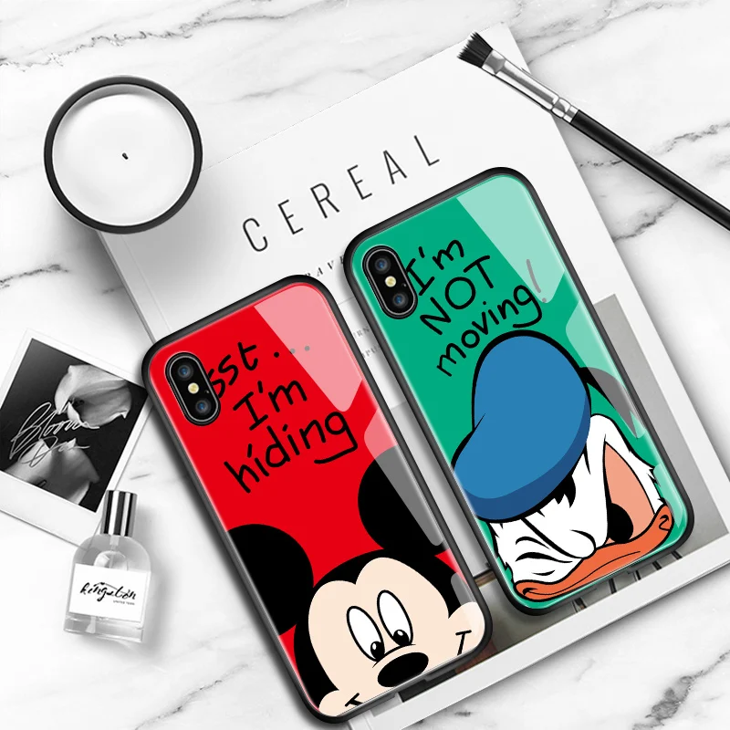 Для OPPO R15 R17 Pro R15X K1 Rx17 neo мультфильм аниме мышь утка Медведь шаблон глянцевый чехол для телефона закаленное стекло задняя крышка корпус