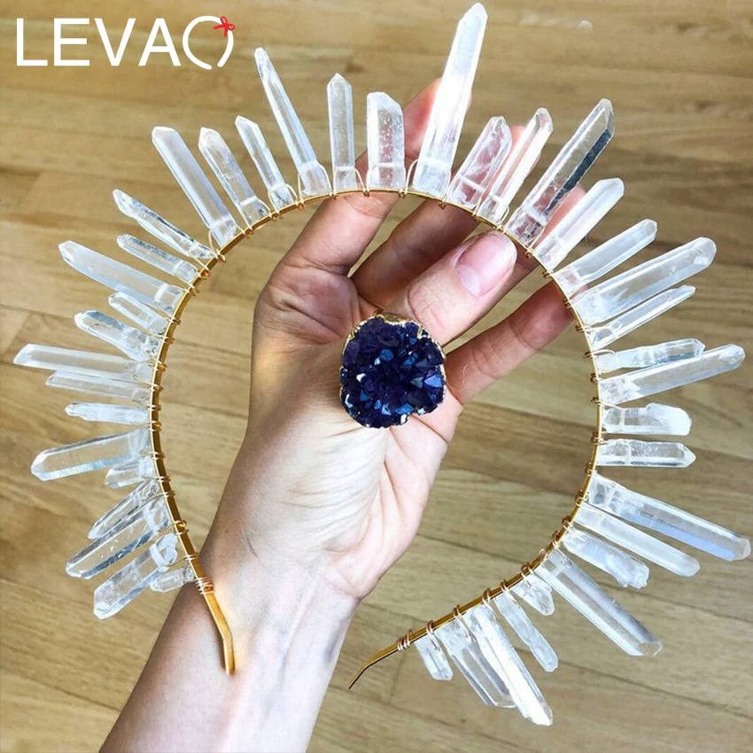 Levao Серебряная Золотая проволока обернутая Радужный кристалл Корона повязка для волос для женщин свадебная тиара невесты повязка на голову обруч для волос аксессуары