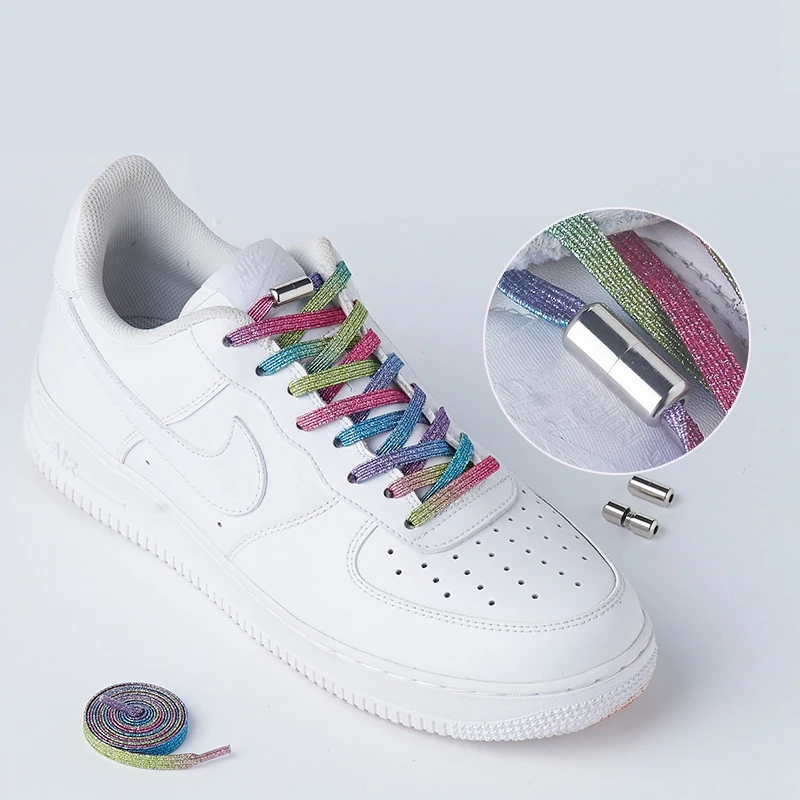 

No Tie Shoelaces fashion Round Metal lock Multicolor Elastic Shoe laces Convenient Suitable for all kinds of shoes Lazy laces