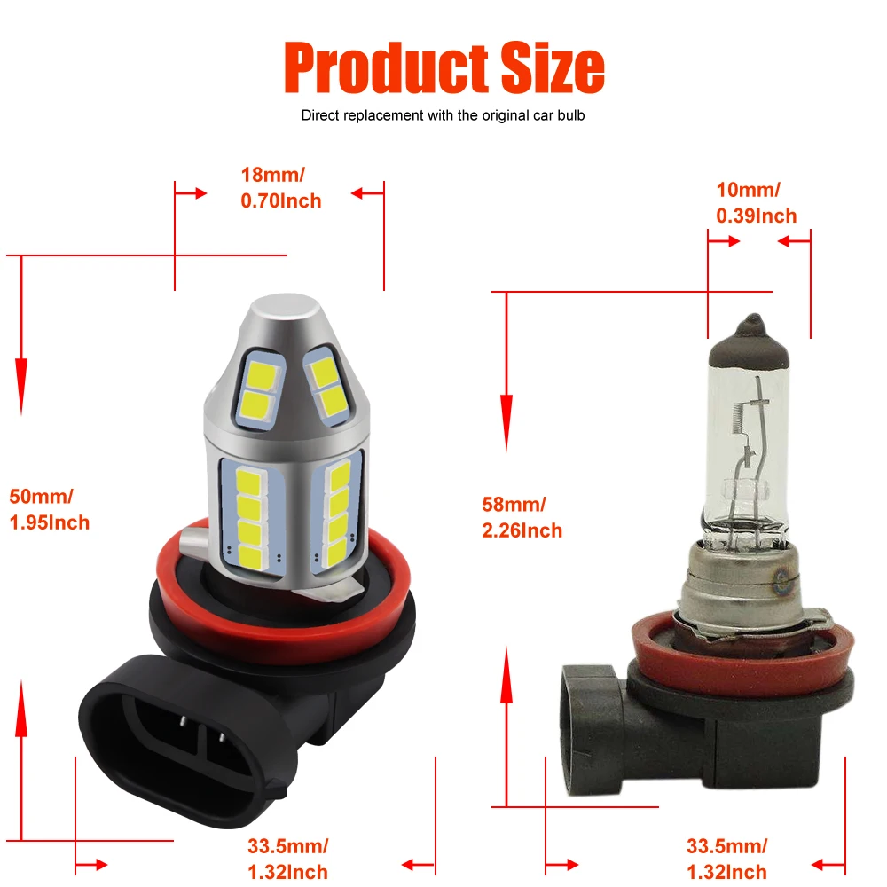 2 шт. H11 Led 30 SMD 3030 огни H11 передние противотуманные фары автомобиля лампы Авто H11 вождения противотуманных фар белый