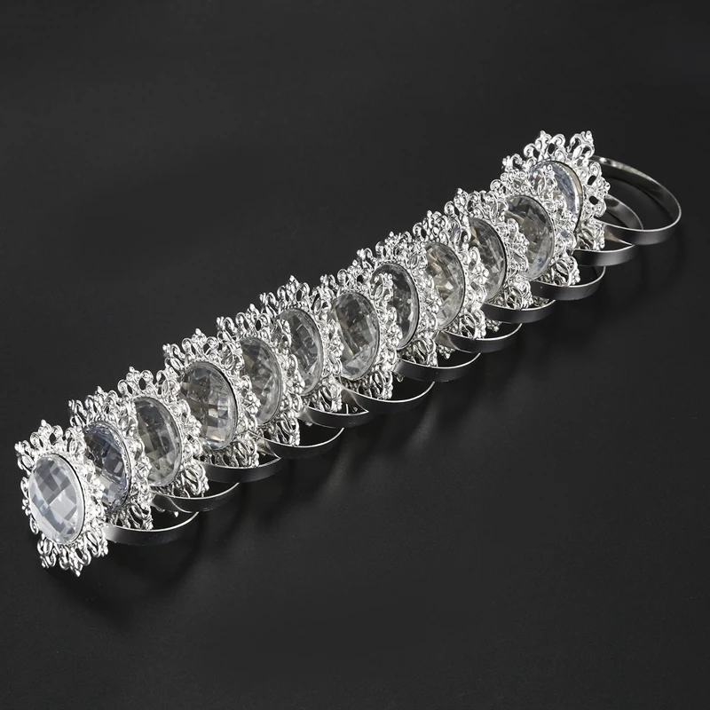 12 Pieces Napkin Rings Napkin Holder Wedding Banquet Dinner Decor Silver