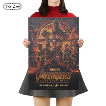 

TIE LER Retro Movie Poster Marvel Series Kraft Paper Wall Sticker Bar Cafe Living Indoor Art Decoration Poster 51x35.5cm