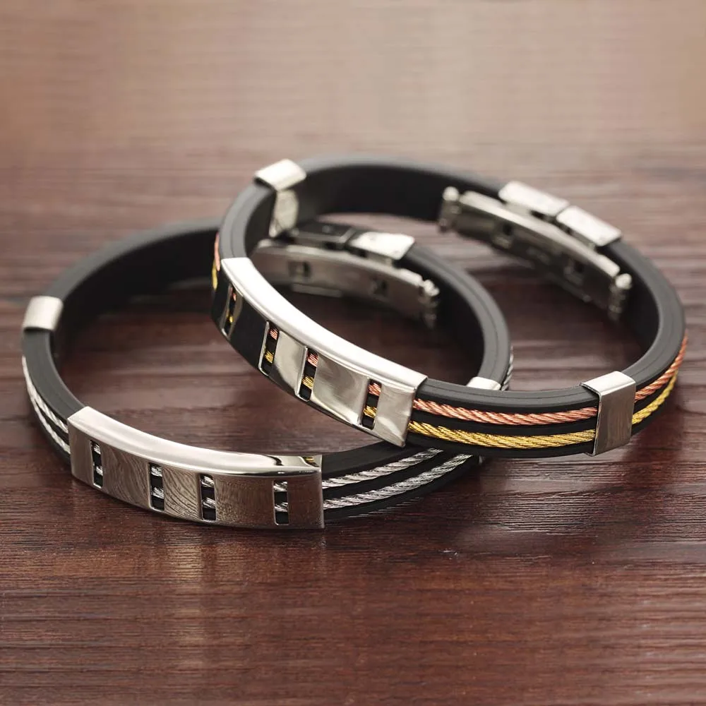 ZooMango Brand Classical Men Wrap Bracelets Fashion New Silicone Stainless Steel Jewelry Bangles Dropshipping ZOPH841