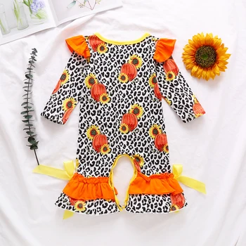

Halloween Newborn Baby Long Sleeve Pumpkin Print Romper Fashion Cute Leopard Romper Kids Baby Cozy Breathable Jumpsuit 0-24M