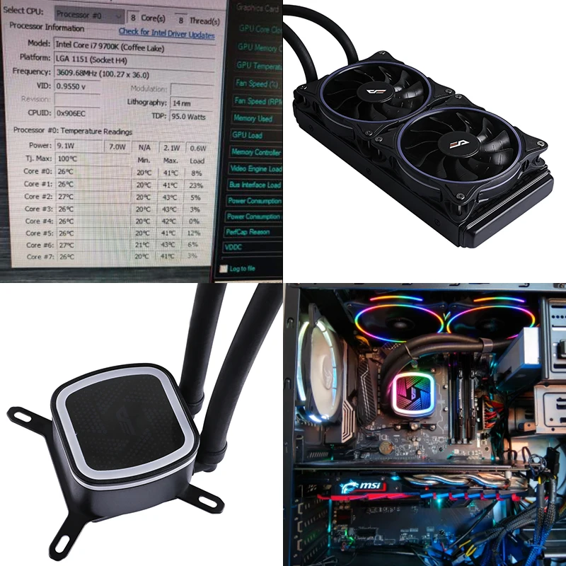 Aigo PC чехол для компьютера с водяным охлаждением вентилятор процессора T120/240 кулер для воды радиатор интегрированный радиатор водяного охлаждения LGA 2011/AM3+/AM4