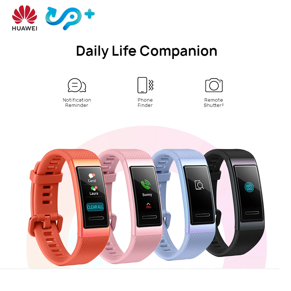 Huawei Band 3 Смарт-браслет 0,95 ''трекер для плавания Водонепроницаемый Bluetooth фитнес-трекер сенсорный экран