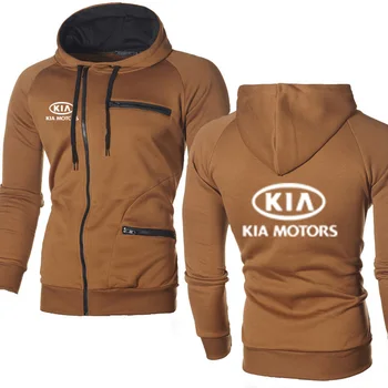 

Spring Autumn Hoodies Men KIA Car Logo Print fashion Casual Hip Hop Harajuku Long Sleeve Fleece warm Hooded Sweatshirts Mens zip