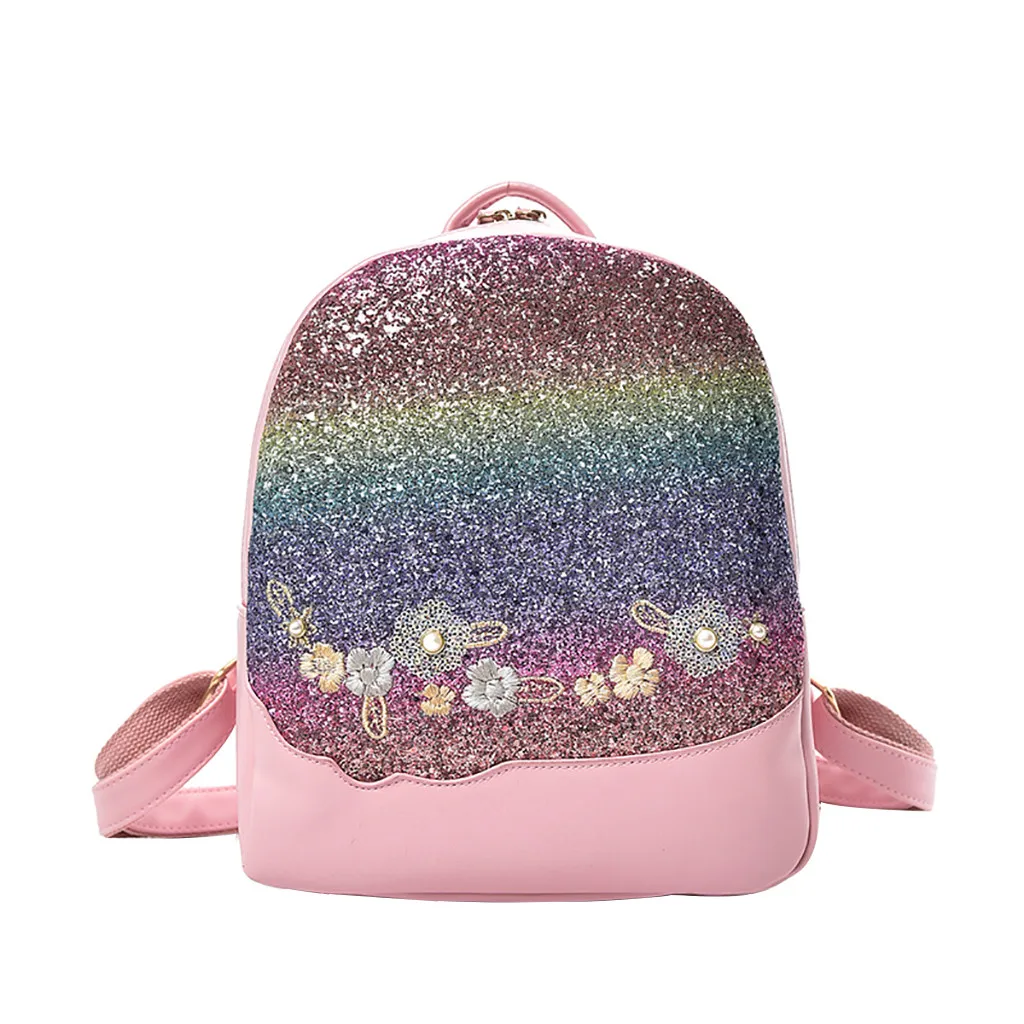 Girl's Small Backpack Fashion Shining Sequin Bag Women Multi-Function Mini Back Pack For Teenage Girls Kids Dropshipping 10 - Цвет: PK