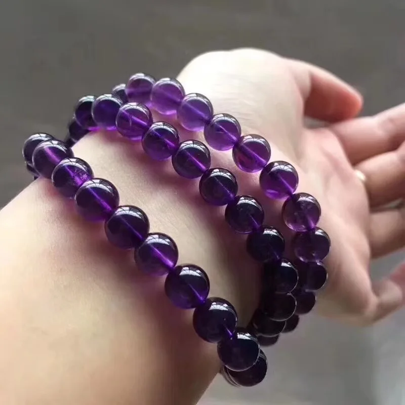 

Natural Amethyst Large Particles around Three-loop Bracelets First to Post Video Color Purple Crystal Transparent Style Special