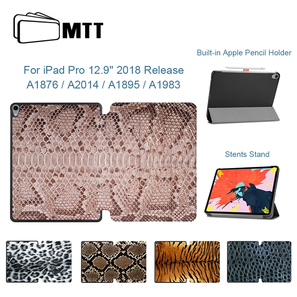 MTT чехол для планшета для iPad Pro 12,9 дюйма, версия, с текстурой животного, тонкий откидной Чехол из искусственной кожи, умный защитный чехол