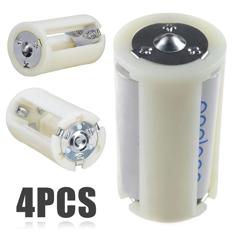 

4PCS Translucent AA to Size D Battery Converter Adapter Case AA Battery Case