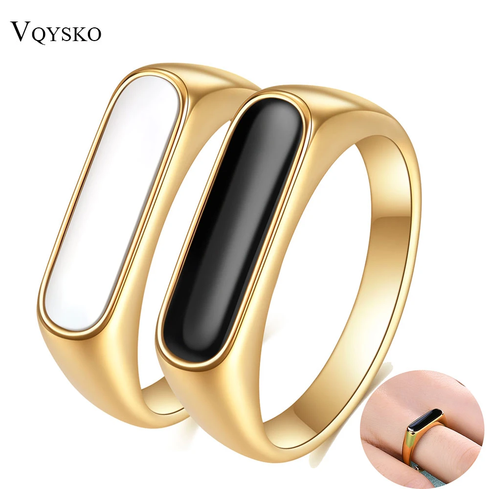 2021 New Ins Style Matching Drop Glaze Gold Statement Rings For Women Christmas Gift Stainless Steel Gothic Jewelry Accessories