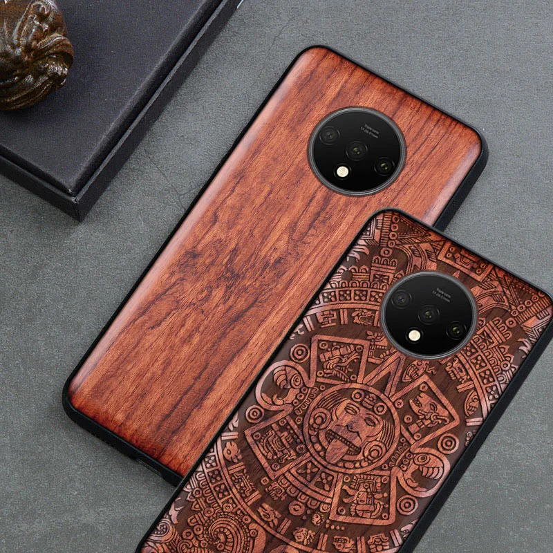 Резной деревянный ящик для OnePlus 7T One Plus противоударный чехол из ТПУ чехол-бампер 7t