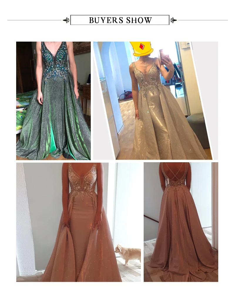 Lemon joyce Green Prom Dresses 2020 Sexy V-neck Beading Shiny Dubai Evening Gown vestidos de gala Plus Size