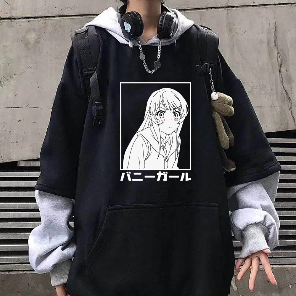 

Sakurajima Mai Hoodie Japanese Anime Graphic Sweatshirt Pullover Casual Hooded Streetwear Tops Unisex