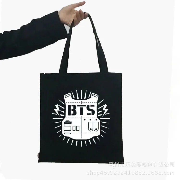 Bts bulletproof для мальчиков в стиле знаменитостей черно-белая сумка тканевая через плечо сумка для покупок школьная сумка сопутствующие товары