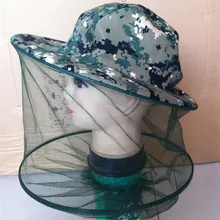 Камуфляжная шапка для рыбалки с защитой от пчел, москитная сетка для насекомых, сетчатая шапка от комаров, уличный солнцезащитный чехол для головы и шеи Камуфляжная шапка для рыбалки с защитой от пчел, москитная сетка для насекомых, сетчатая шапка от комаров, уличный солнцезащитный чехол для головы и шеи